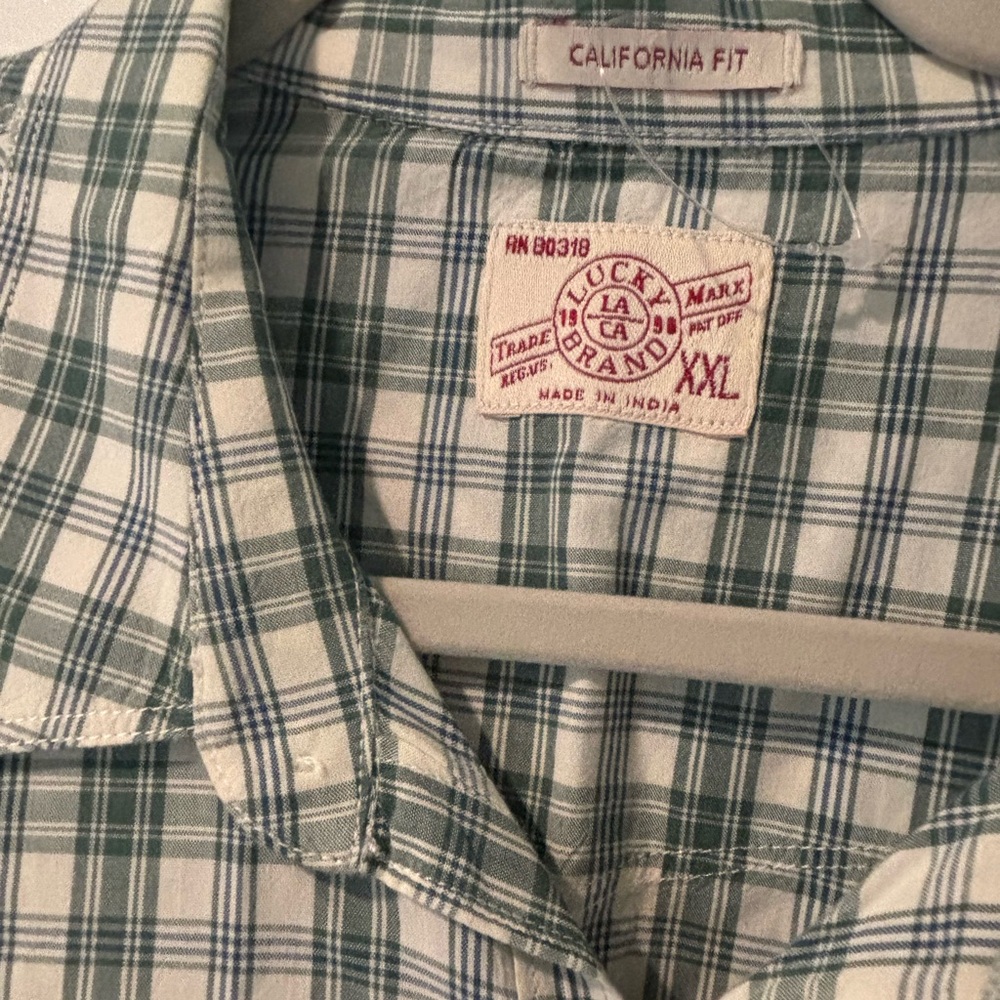 Lucky Brand Checkered Shirt in Green and White